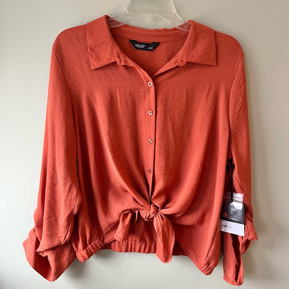 NWT Simply Vera Vera Wang Rust Button-Down Shirt